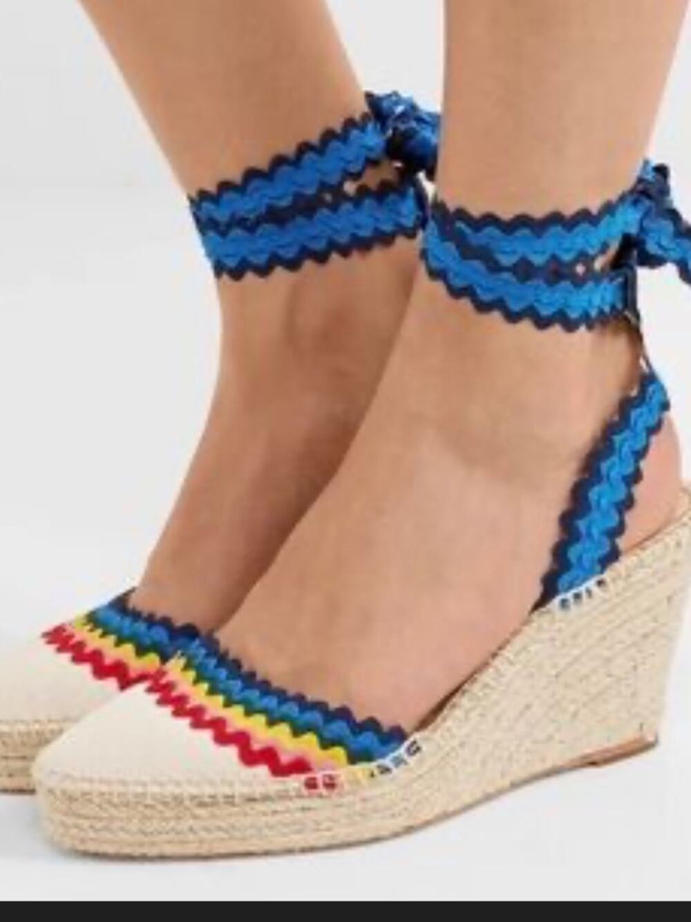 Loeffler Randall size 10 Multicolor Ric Rac Espadrille ankle tie Woman's sandals